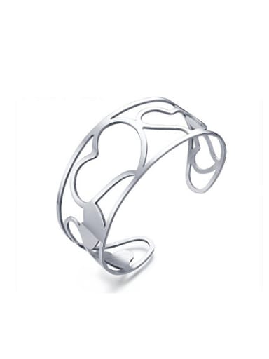 Open Design Hollow Heart Shaped Stainless Steel Bangle