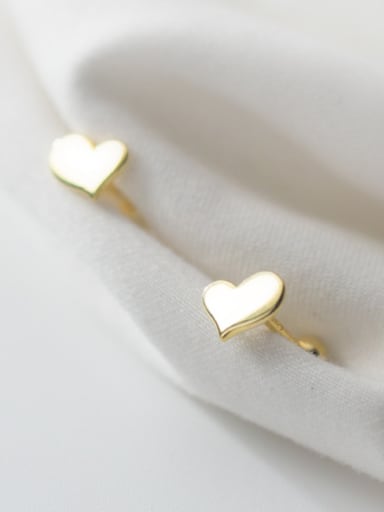 925 Sterling Silver With Silver Plated Simplistic Heart Stud Earrings