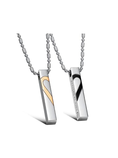 Simple Combined Heart shape Titanium Lovers Necklace