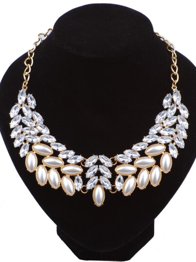 Fashion Marquise Imitation Pearls White Resin Alloy Necklace