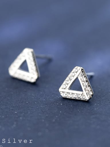S925 Tremella nail female wind sweet, diamond triangle ear studs, art geometric shape female E9345