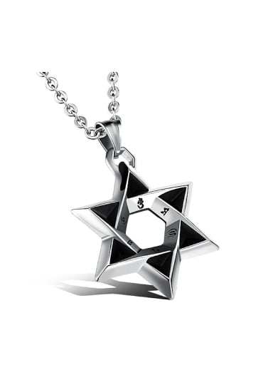 Black Six-pointed Star Titanium Necklace