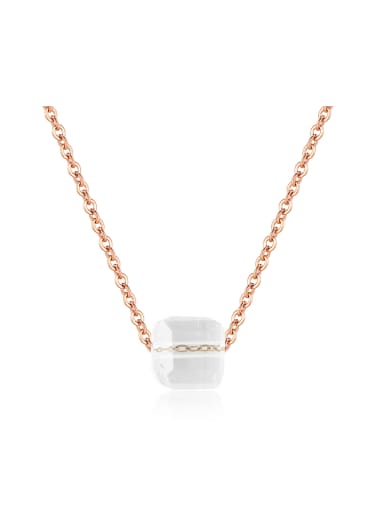 Simple Clear Artificial Crystal Pendant Titanium Necklace