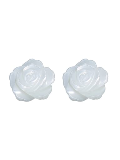 Personalized Little White Shell Flower 925 Silver Stud Earrings
