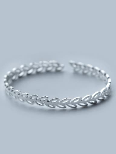 S925 silver fashion olive leaves opening bangle