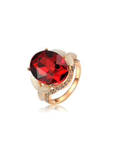 Fashion Red Oval Shaped Zircon Ring
