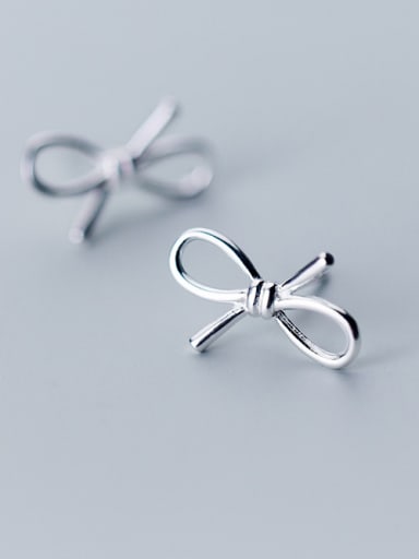 925 Sterling Silver With Rose Gold Plated Cute Bowknot Stud Earrings