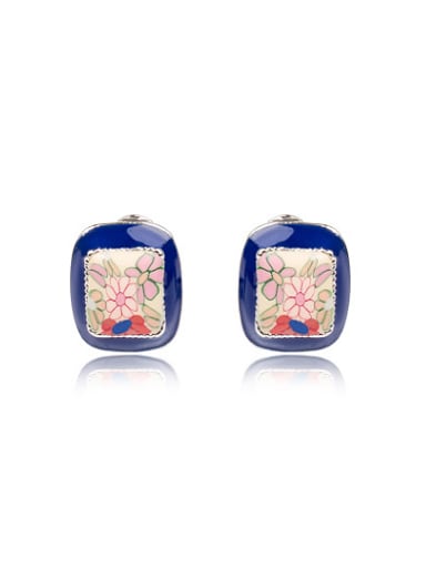 Ethnic Style Square Shaped Sunflower Pattern Earrings