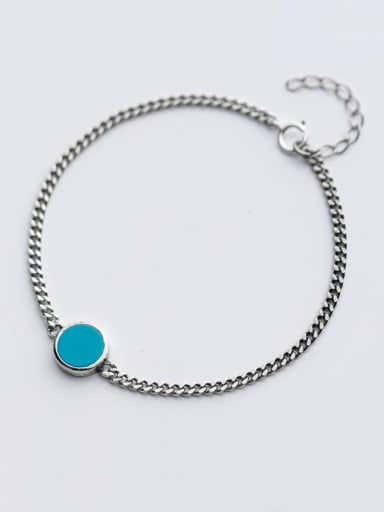Pure blue synthetic Blue Turquoise round Bracelet