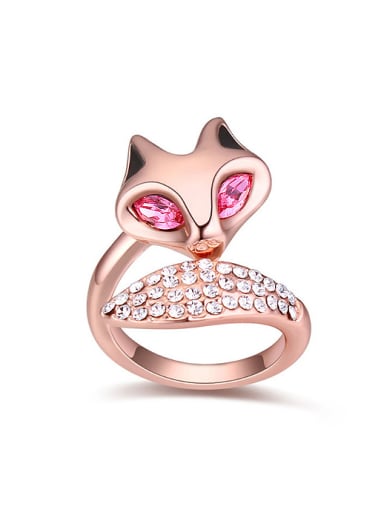 Personalized austrian Crystals-studded Fox Alloy Ring