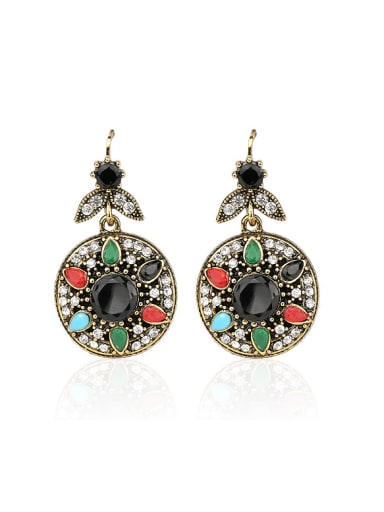 Ethnic style Colorful Resin stones White Crystals Alloy Earrings