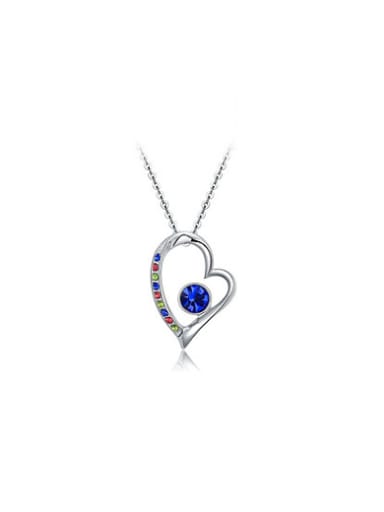 Exquisite Platinum Plated Heart Shaped Crystal Necklace