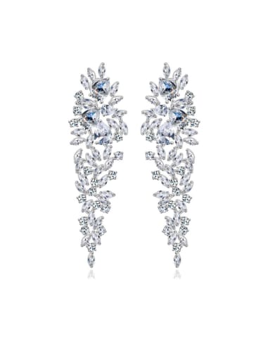 Copper inlaid AAA zircons luxurious bridal dinner Earrings