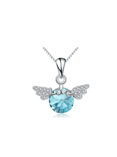 Angel Wings Blue Pink Crystal Delicate Pendant