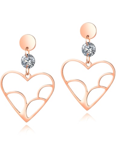 Stainless Steel With Rose Gold Plated Classic Heart Stud Earrings