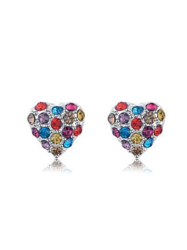 Multi-color Heart Shaped Austria Crystal Stud Earrings