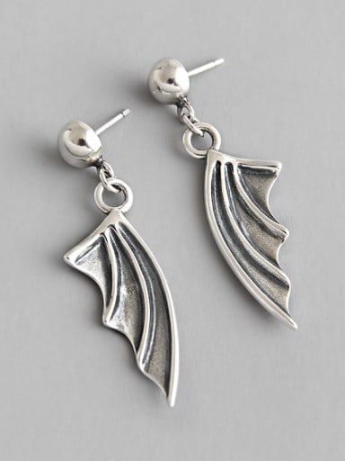 925 Sterling Silver With Antique Silver Plated Devil's wings Stud Earrings