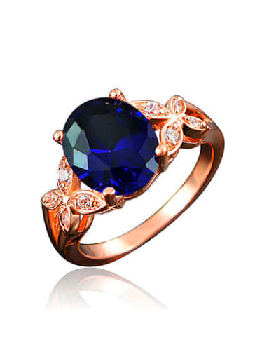 Elegant Blue Butterfly Shaped Rose Gold Plated Ring