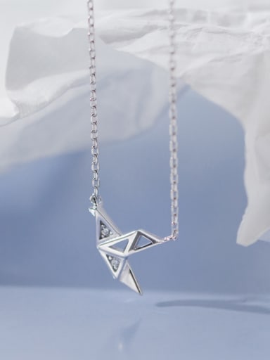 925 Sterling Silver With Platinum Plated Fashion Paper Crane Necklaces