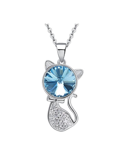 Fashion Blue austrian Crystal Kitten Necklace
