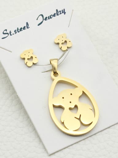 Teddy Bear Stainless Steel Earring Pendant Set