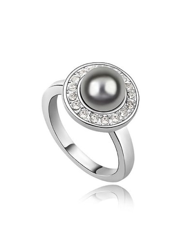Fashion Imitation Pearl Tiny Crystals Alloy Ring