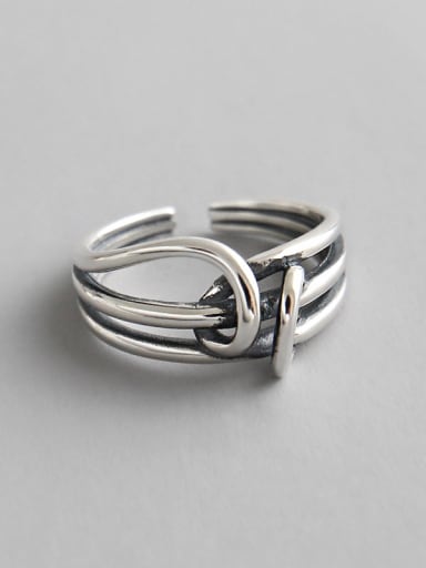 925 Sterling Silver Vintage Geometric free size Ring