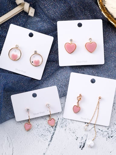 Alloy With Rose Gold Plated Cute Heart Stud Earrings