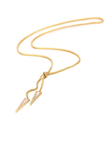 Fashion Titanium Golden Triangle Shaped Necklace