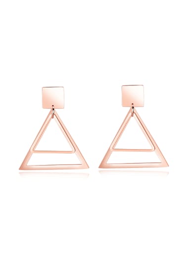 Simple Hollow Triangle Rose Gold Plated Stud Earrings