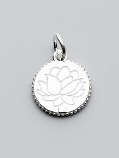 925 Sterling Silver With Silver Plated Delicate lotus flower Round Charms