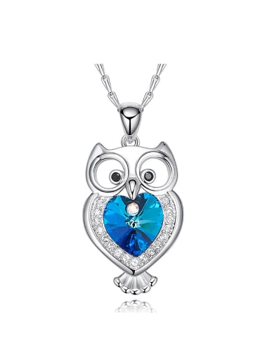 Fashion Little Owl austrian Crystals Pendant Copper Necklace