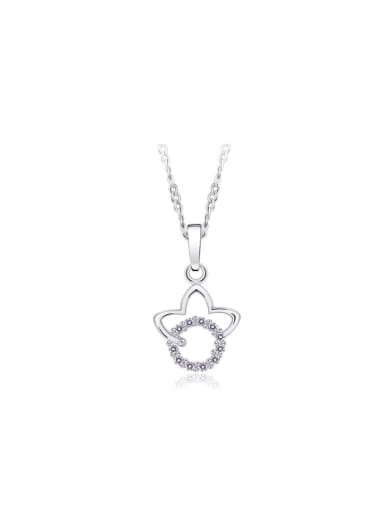 Copper Alloy White Gold Plated Simple Flower Zircon Necklace