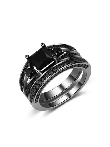 Personalized Black AAA Zirconias Copper Lovers Ring