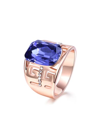 Purple Square Shaped Rose Gold Plated Zircon Ring