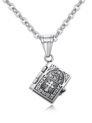 Stainless Steel With Silver Plated Vintage Square Bible cross Necklaces