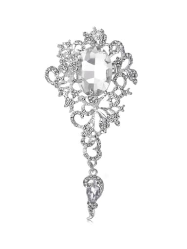 Alloy With Platinum Plated Exaggerated Flower Brooches