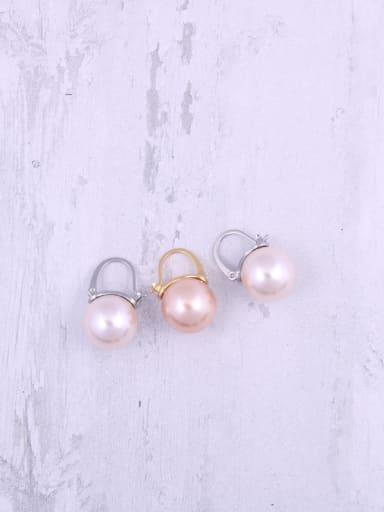 Titanium With Artificial Pearl  Simplistic Round Clip On Earrings