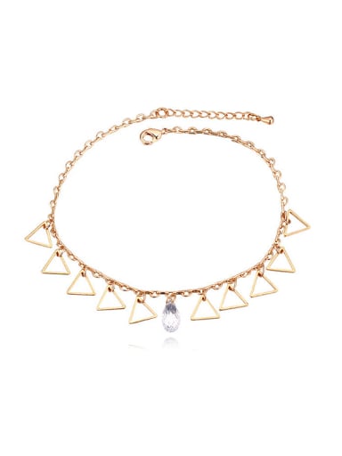 Fashion White austrian Crystal Hollow Triangle Alloy Anklet