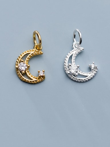925 Sterling Silver With  Cubic Zirconia  Simplistic Moon Pendants