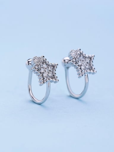 Fashion Shiny Zirconias Star 925 Silver Clip Earrings