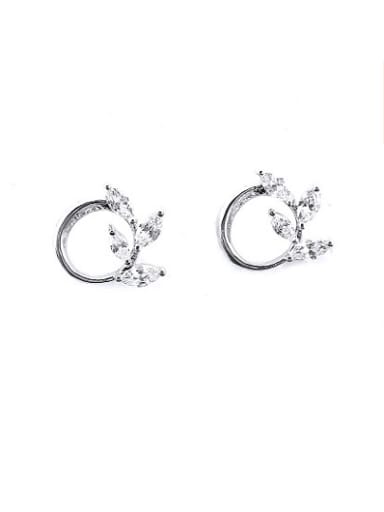 Delicate Round Shaped Zircon Stud Earrings