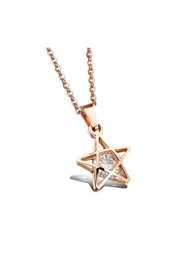 Simple Hollow Star Rhinestones Titanium Necklace