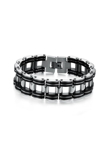 Personalized Black Silicone Titanium Men Bracelet