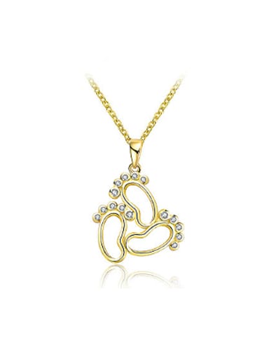 Lovely Gold Plated Feet Shaped Rhinestones Necklace
