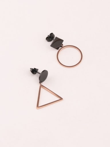 Rose Gold Plated Triangle Circular Asymmetric Earrings