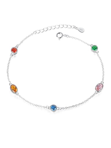 925 Sterling Silver With Crystal Simplistic Round Bracelets