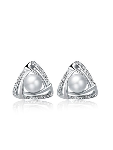 Charming Triangle Shaped Artificial Pearl Stud Earrings