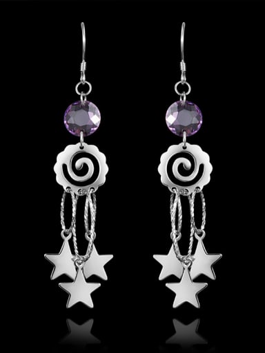 Fashion Stars Purple Zircon 925 Sterling Silver Earring