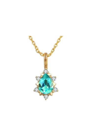Natural Blue Stone 14K Gold Plated Water Drop-shape Pendant